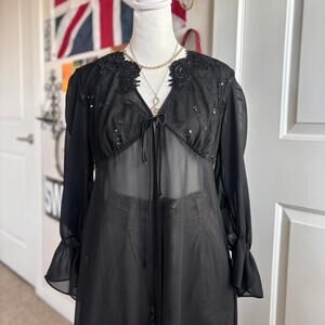 Black sheer lace victorian nightgown